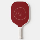 Midden-euw Modern Diep Kranberry | Scriptnaam Pickleball Paddle (Voorkant)