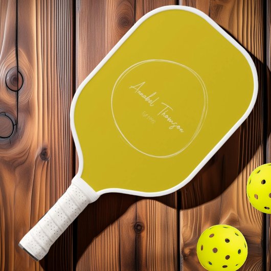 Midden-euw Modern Donker Citroen | Scriptnaam Pickleball Paddle