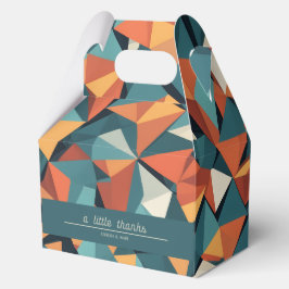 Midden-euwse geometrische turquoise & oranje | op  bedankdoosjes