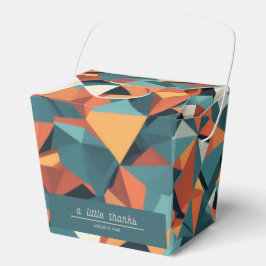 Midden-euwse geometrische turquoise & oranje | op  bedankdoosjes