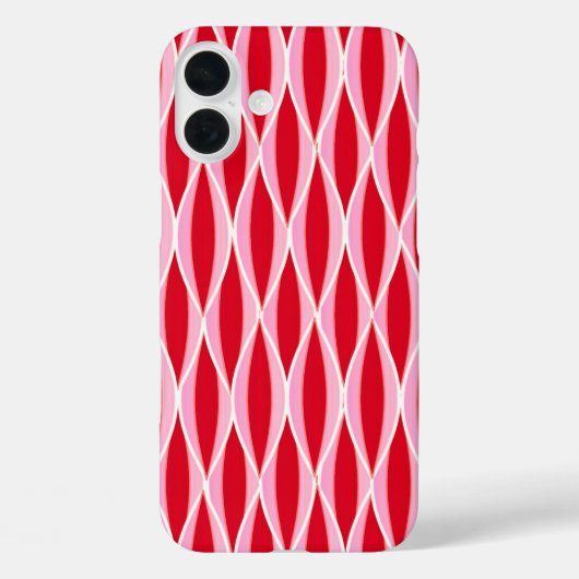 Midden-euwse lintprint, diep koraalrood en roze Case-Mate iPhone case (Achterkant)