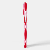 Midden-euwse lintprint, diep koraalrood en roze Case-Mate iPhone case (Achterkant / Links)