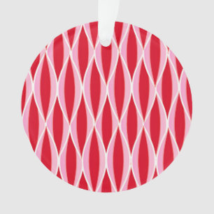 Midden-euwse lintprint, dieprode koraal en roze ornament
