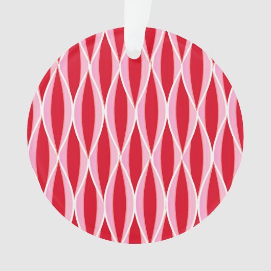 Midden-euwse lintprint, dieprode koraal en roze ornament (voorkant)