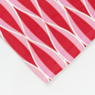 Midden-euwse lintprint, dieprood koraalrood en roz fleece deken