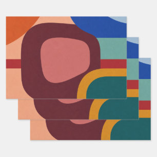 Midden-euwse moderne abstracte geometrische patroo inpakpapier vel