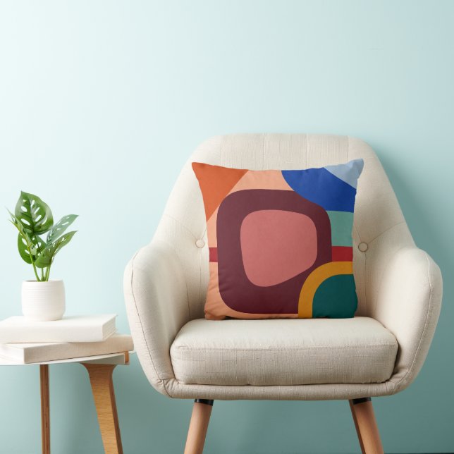 Midden-euwse moderne abstracte geometrische patroo kussen (Stoel)