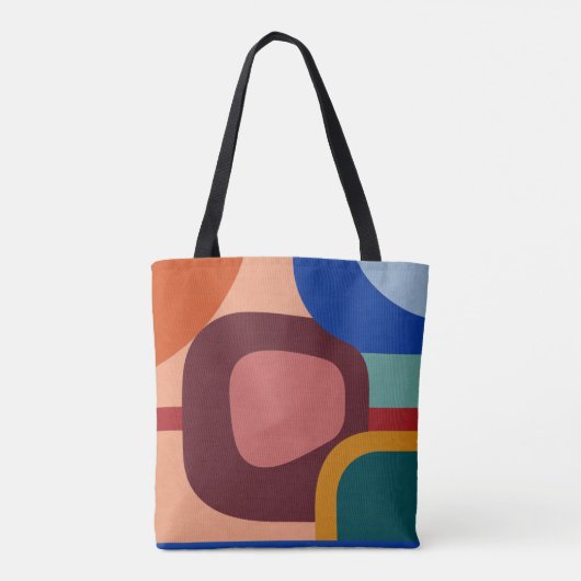 Midden-euwse moderne abstracte geometrische patroo tote bag (Achterkant)