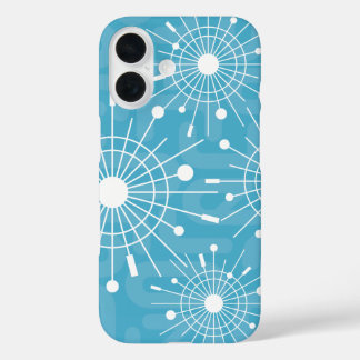 Midden-euwse moderne atomaire kerstvlokken iPhone 16 hoesje