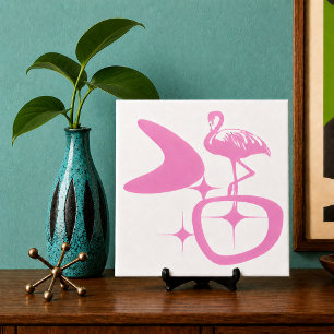 Midden-euwse moderne atomaire retro-vorm roze flam tegeltje