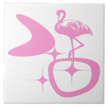 Midden-euwse moderne atomaire retro vorm roze flam