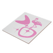 Midden-euwse moderne atomaire retro vorm roze flam tegeltje (Zijkant)