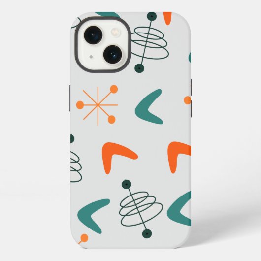 Midden-euwse moderne atoomboemerangs iPhone hoesje (Achterkant)