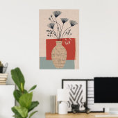 Midden-euwse moderne bloemige aarde toon vaasprint poster (Thuiskantoor)