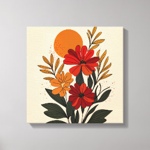 Midden-euwse moderne botanische canvas kunst