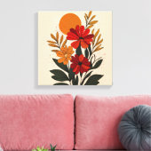 Midden-euwse moderne botanische canvas kunst (Insitu (Woonkamer))