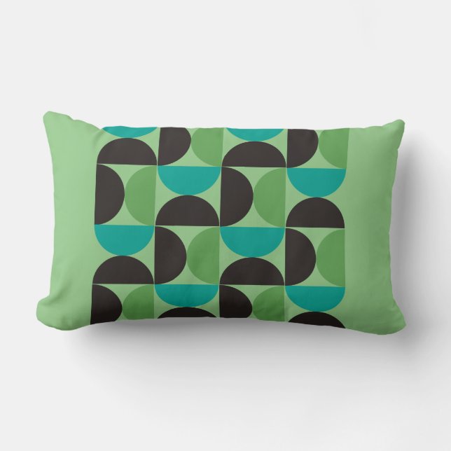 Midden-euwse moderne bruine groene en turquoise   kussen (Voorkant)