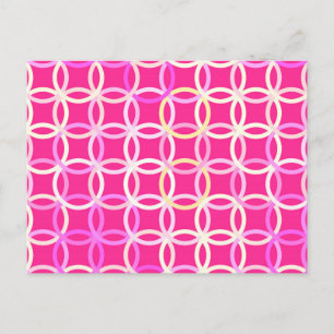 Midden-euwse moderne cirkels, fuchsia roze en crèm briefkaart