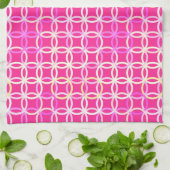 Midden-euwse moderne cirkels, fuchsia roze en crèm theedoek (Gevouwen)