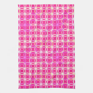 Midden-euwse moderne cirkels, fuchsia roze en crèm theedoek