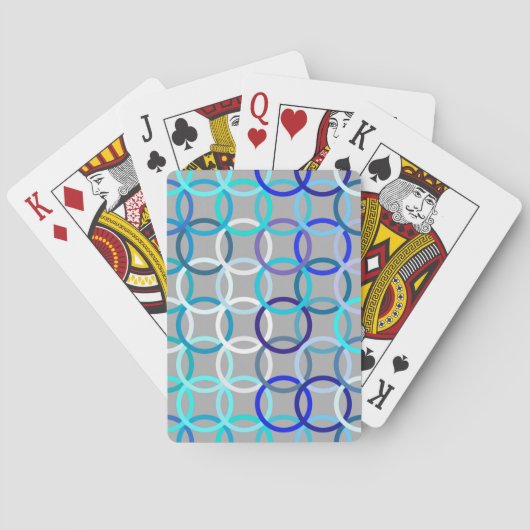 Midden-euwse moderne cirkels, grijs, blauw en wit speelkaarten (Achterkant)