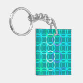 Midden-euwse moderne cirkels, turquoise en aqua sleutelhanger (Voorkant Links)