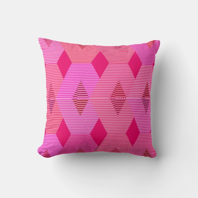 Midden-euwse moderne diamantprint, fuchsia roze kussen (Voorkant)