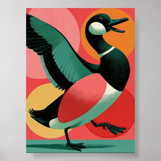 Midden-euwse moderne eend Vet geometrisch kunst Poster (Voorkant)