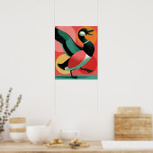 Midden-euwse moderne eend Vet geometrisch kunstwer Poster (Keuken)