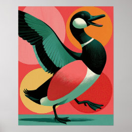 Midden-euwse moderne eend Vet geometrisch kunstwer Poster