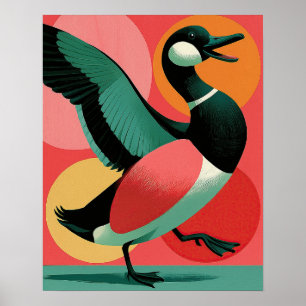 Midden-euwse moderne eend Vet geometrisch kunstwer Poster