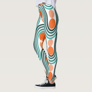 Midden-euwse moderne golven en cirkels leggings