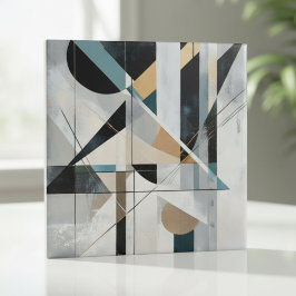 Midden-euwse moderne gouden teal geometrische abst tegeltje