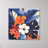 Midden-euwse moderne Hawaiaanse hibiscus en plumer Canvas Afdruk (Voorkant)
