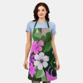 Midden-euwse moderne Hawaïaanse hibiscus en plumer Schort (Gedragen)