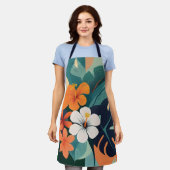 Midden-euwse moderne Hawaiaanse hibiscus en Plumer Schort (Gedragen)