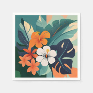 Midden-euwse moderne Hawaïaanse hibiscus en Plumer Servet