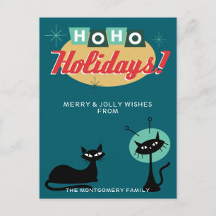 Midden-euwse moderne Ho Ho vakantiedagen Kerstmis Feestdagenkaart