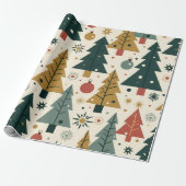 Midden-euwse moderne kerst cadeaupapier (Uitgerold)