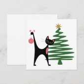 Midden-euwse moderne Kerstmis jaren 50 Atomkat Feestdagenkaart (Voorkant / Achterkant)