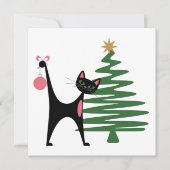 Midden-euwse moderne Kerstmis jaren 50 Atomkat Feestdagenkaart (Voorkant)