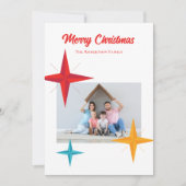 Midden-euwse moderne Kerstmis, Retro sterren Feestdagenkaart (Voorkant)