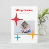 Midden-euwse moderne Kerstmis, Retro sterren Feestdagenkaart (Staand voorkant)