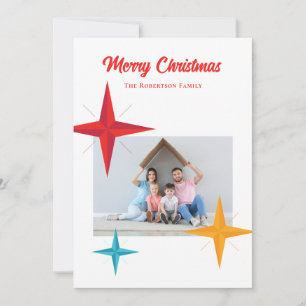 Midden-euwse moderne Kerstmis, Retro sterren Feestdagenkaart