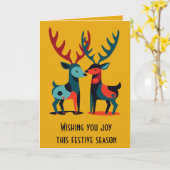 Midden-euwse moderne kitscherige Kerst-ree  Kaart (Gele Bloem)
