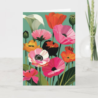 Midden-euwse moderne klaproos bloemrijke bloei kaart