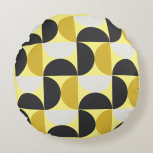 Midden-euwse moderne kurkuma en geweer-metaal grij rond kussen