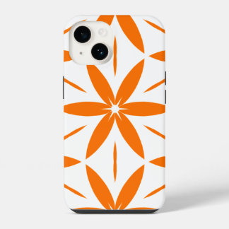 Midden-euwse moderne oranje geometrische bloem iPhone 14 hoesje