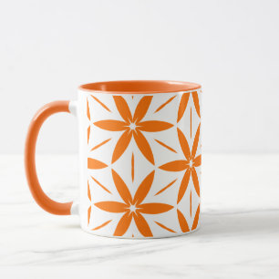 Midden-euwse moderne oranje geometrische bloem mok