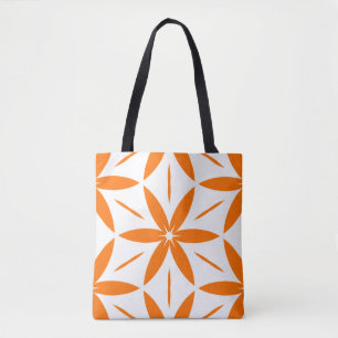Midden-euwse moderne oranje geometrische bloem tote bag